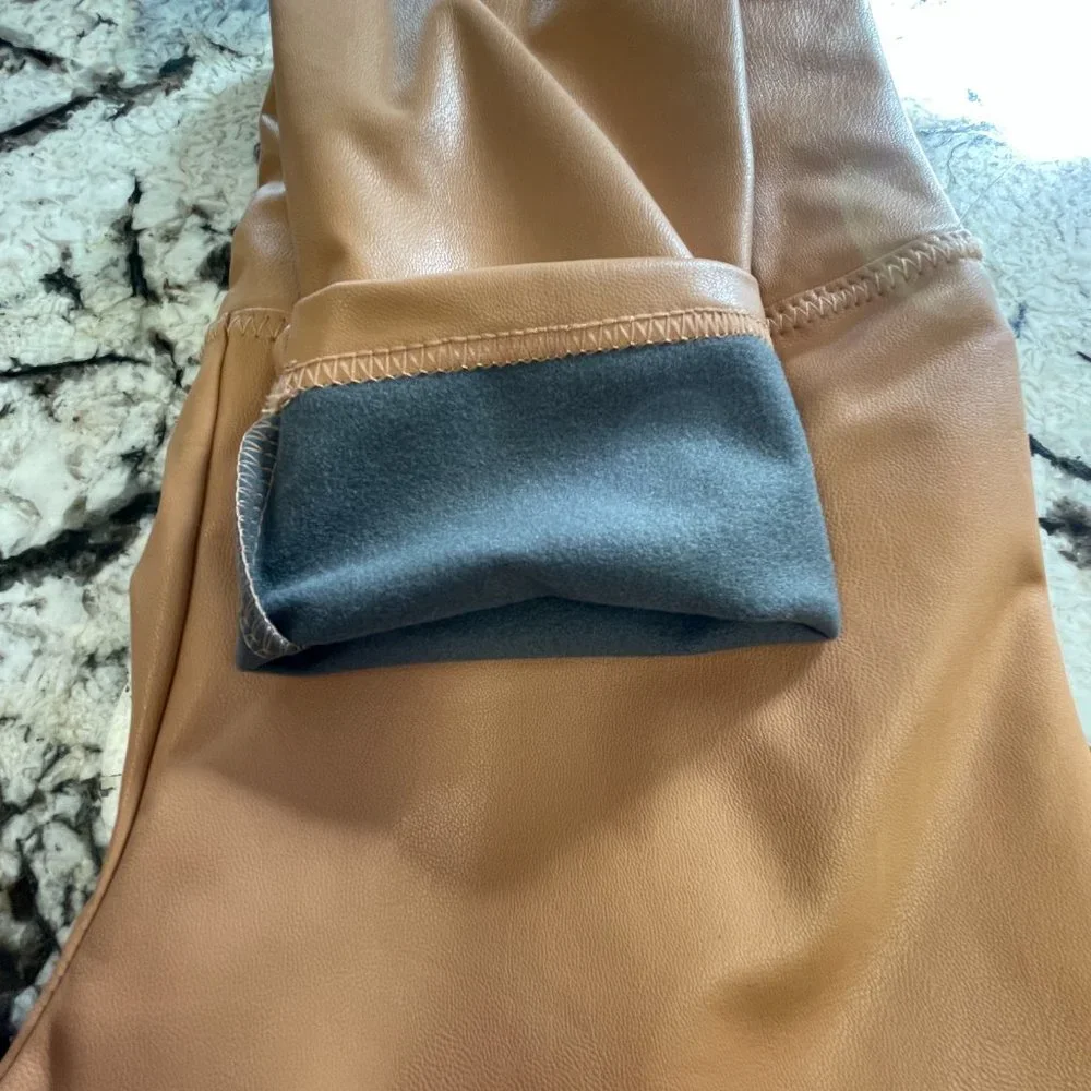 Women's Bagatelle Brown/Saddle Camel Leather Leggings - Picture 4 of 5